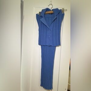 Zara Blue Ribbed Skirt Set